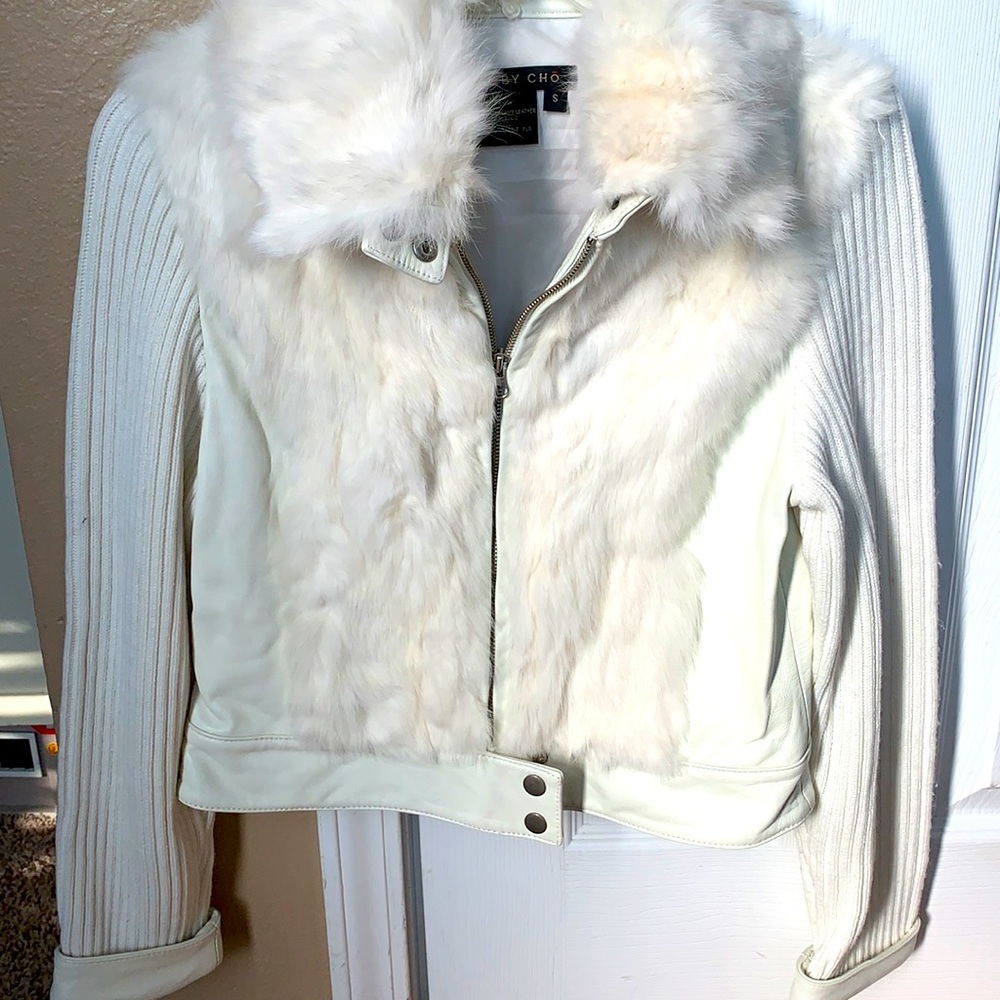 Ruby Cho leather/ fur jacket sz s